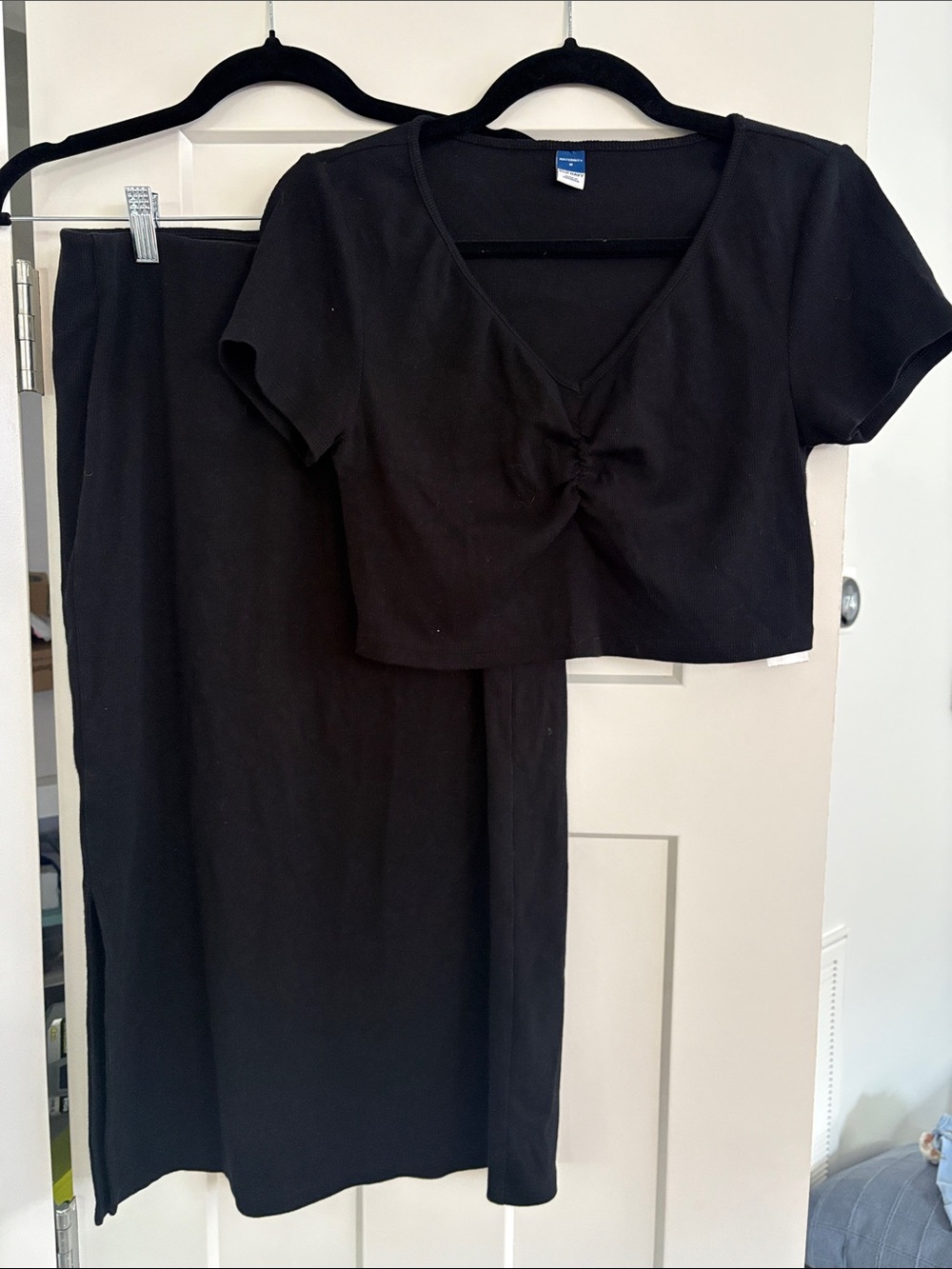 Old Navy Maternity Black Two-Piece Skirt Set with Cropped Top Medium